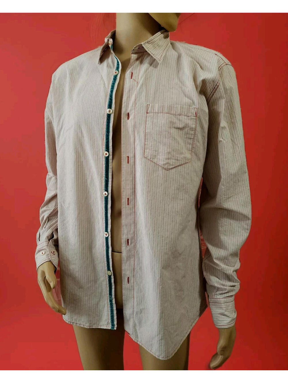 Arnold Zimberg of Hollywood LS Striped Button Down pink Men's Shirt SIZE M NEW